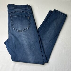 Democracy Women Mid Rise Skinny Jeans Blue Size 12 "Ab"solution Distressed